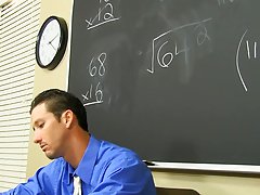 Ryan Sharp is stuck in detention but this guy passes the time by daydreaming about fucking his hot teacher, Danny Brooks gay his first time at Teach T